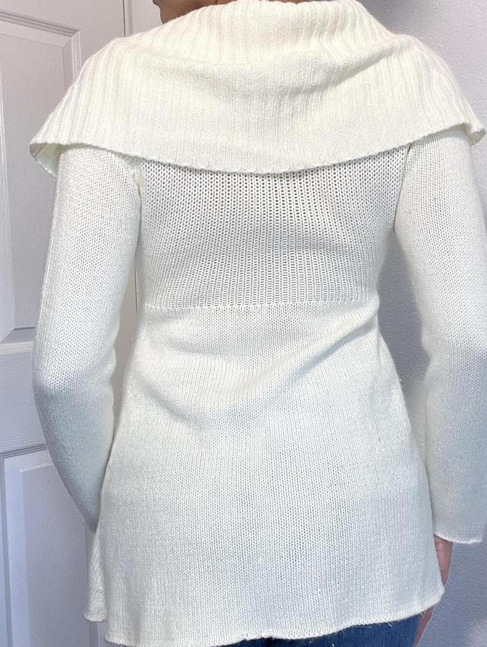 Y2K cream knit cardigan with cute collar and button detail - Picture 4 of 8